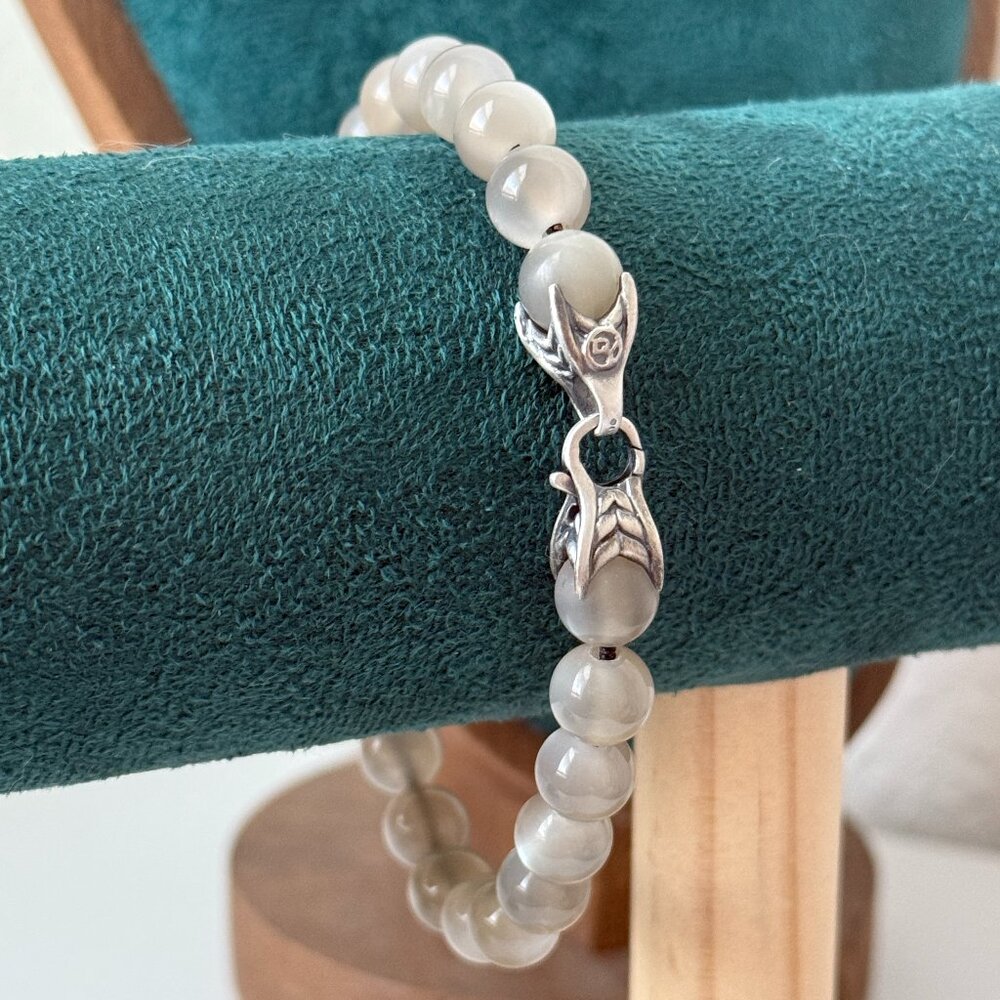 David Yurman Men's Moonstone Spiritual Beads Bracelet in Sterling Silver 8"